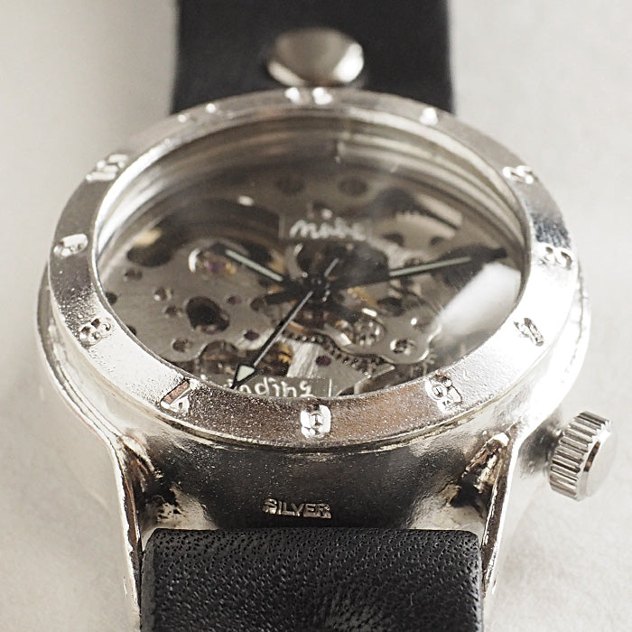 Watanabe Kobo Handmade Wristwatch Manual Winding Type Back Skeleton Men's Silver [NW-SHW027] 