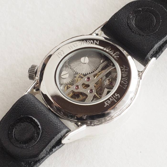 Watanabe Kobo Handmade Wristwatch Manual Winding Type Back Skeleton Men's Silver [NW-SHW027] 