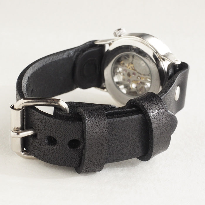 Watanabe Kobo Handmade Wristwatch Manual Winding Type Back Skeleton Men's Silver [NW-SHW027] 