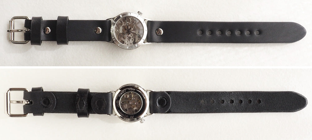 Watanabe Kobo Handmade Wristwatch Manual Winding Type Back Skeleton Men's Silver [NW-SHW027] 