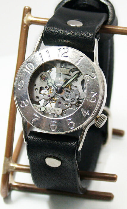渡辺工房 手作り腕時計 手巻き式 裏スケルトン “Explorer2” メンズシルバー[NW-SHW033]