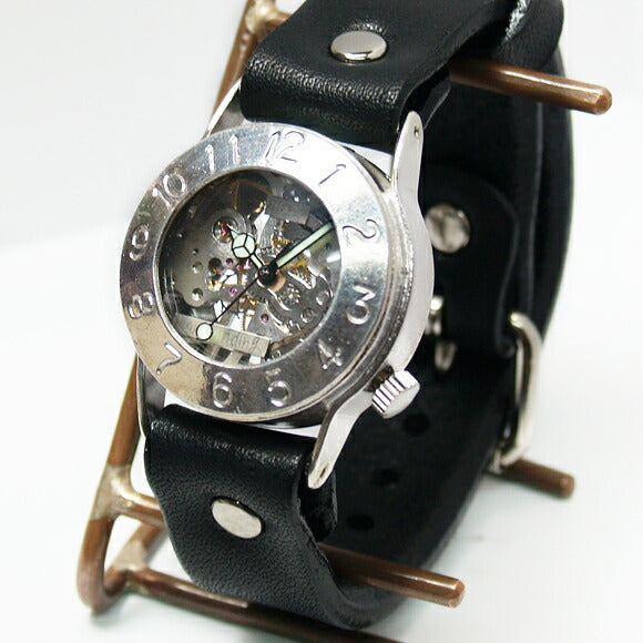 Watanabe Kobo Handmade Wristwatch Manual Winding Type Back Skeleton “Explorer2” Men's Silver [NW-SHW033] 