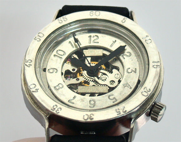 Watanabe Kobo handmade watch hand-wound back skeleton "BEEFY-SHW" men's silver [NW-SHW037] 