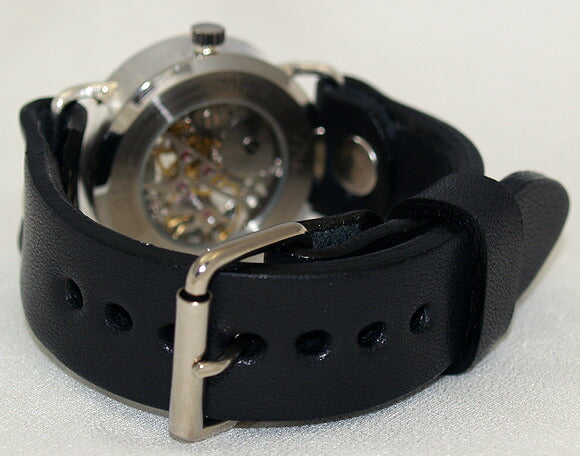 Watanabe Kobo Handmade Wristwatch Manual Winding Type Back Skeleton Jumbo Silver [NW-SHW042] 