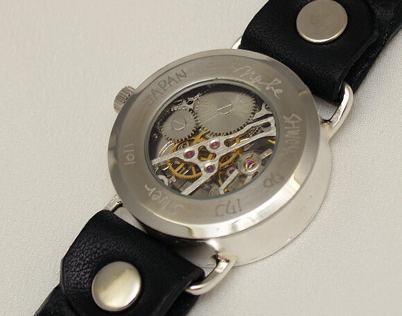 Watanabe Kobo Handmade Wristwatch Manual Winding Type Back Skeleton Jumbo Silver [NW-SHW042] 