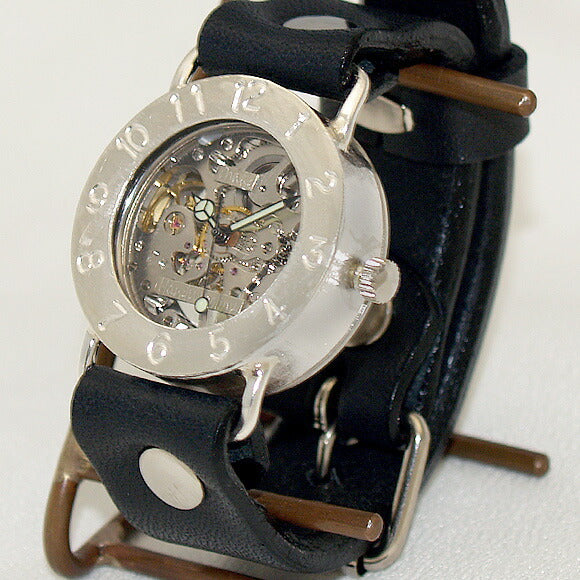 Watanabe Kobo Handmade Wristwatch Manual Winding Type Back Skeleton Jumbo Silver [NW-SHW042] 