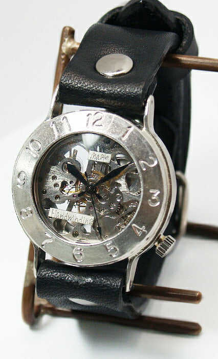 渡辺工房 手作り腕時計 手巻き式 裏スケルトン“Explorer” ジャンボシルバー[NW-SHW058]