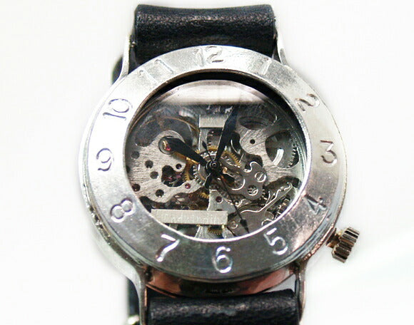 渡辺工房 手作り腕時計 手巻き式 裏スケルトン“Explorer” ジャンボシルバー[NW-SHW058]