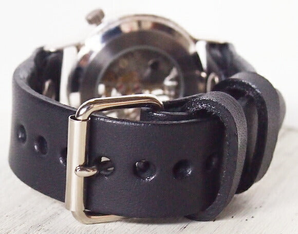 Watanabe Kobo Handmade Wristwatch Manual Winding Type Back Skeleton Jumbo Silver [NW-SHW078] 