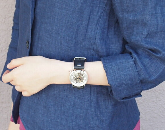 Watanabe Kobo Handmade Wristwatch Manual Winding Type Back Skeleton Jumbo Silver [NW-SHW078] 