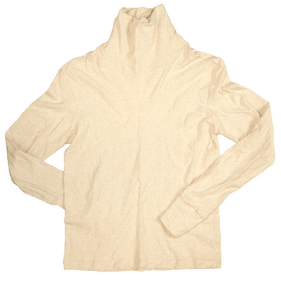 [Nekoposu Free Shipping] Hand-dyed Meya Loop-knit Tenjiku Organic Cotton Turtleneck Long Sleeve Beige Women's [OL-02-KIN] 