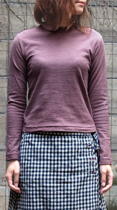 Te-dye Meya Hand-dyed color plain Loop knitted cotton sheeting organic cotton T-shirt long-sleeve "Kamado color" (Ebizomeiro) Men's and women's [OL-EBI]