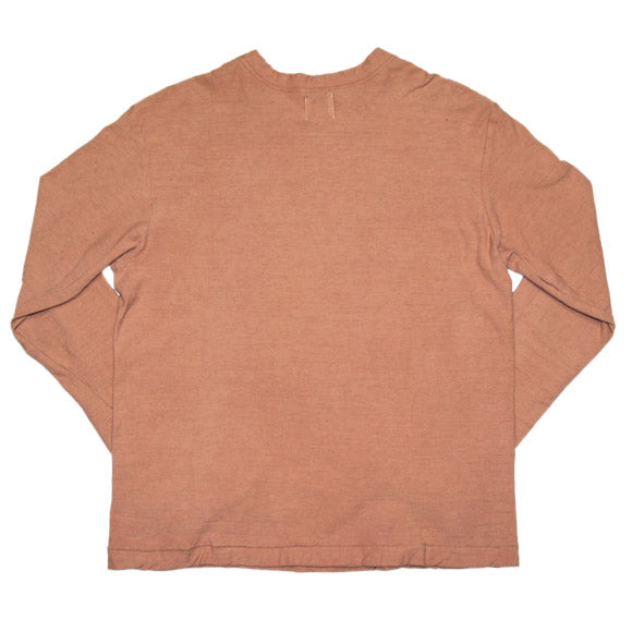 Hand Dyed Meya Hand Dyed Color Plain Loop Knitted Tenjiku Organic Cotton T-shirt Long Sleeve “Haizakurairo” Mens Womens [OL-HAI]