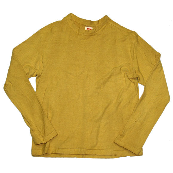Hand Dyed Meya Hand Dyed Color Plain Loop Knitted Tenjiku Organic Cotton T-shirt Long Sleeve “Kihadairo” Mens Womens [OL-KIH]