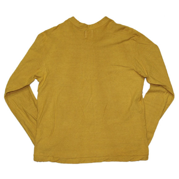 手染メ屋 手染め色無地 吊り編み天竺 オーガニックコットンTシャツ 長袖 “黄蘗色”（きはだいろ） メンズ・レディース [OL-KIH]