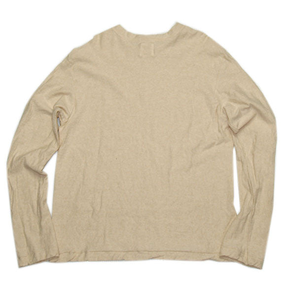 Hand-dyed Meya Loop-knit Tenjiku Organic Cotton T-shirt Long Sleeve No Dyed Beige Men's/Women's [OL-KIN]