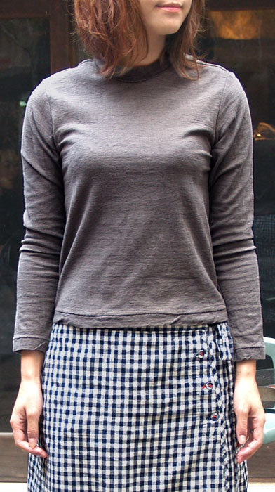 Hand-dyed Meya Hand-dyed color plain Loop knit organic cotton T-shirt long sleeve “dark color” (Nibiiro) Mens Womens [OL-NIB]
