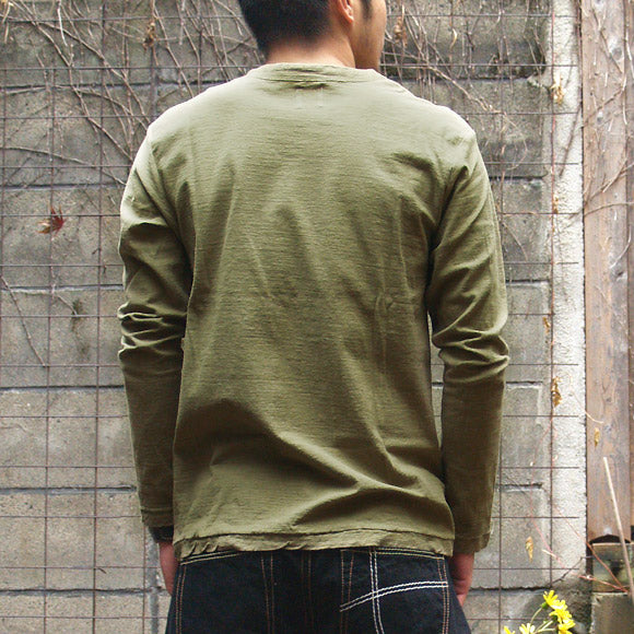 Hand Dyed Meya Hand Dyed Plain Loop-knit Tenjiku Organic Cotton T-shirt Long Sleeve "Oitake Color" Men's / Women's [OL-OIT]