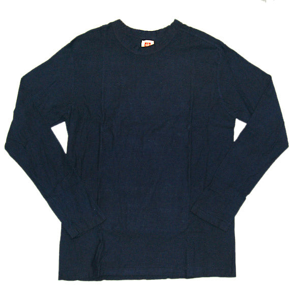Hand Dyed Meya Hand Dyed Plain Loop-knit Tenjiku Organic Cotton T-shirt Long Sleeve "Iron Navy" (Tetsukoniro) Men's Women's [OL-TET]
