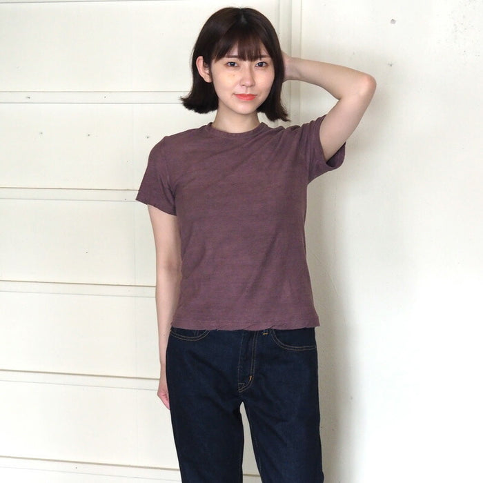 [Nekoposu free shipping] Hand dyed color plain loop loop organic cotton T-shirt short sleeve "Kamado color" (Ebizomeiro) Ladies [OT-EBI-LADIES] 