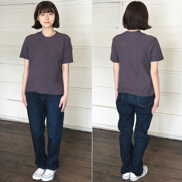 手染メ屋 手染め色無地 吊り編み オーガニックコットン Tシャツ 半袖 “藤鼠色（ふじねずいろ）レディース [OT-FUJ-LADIES]