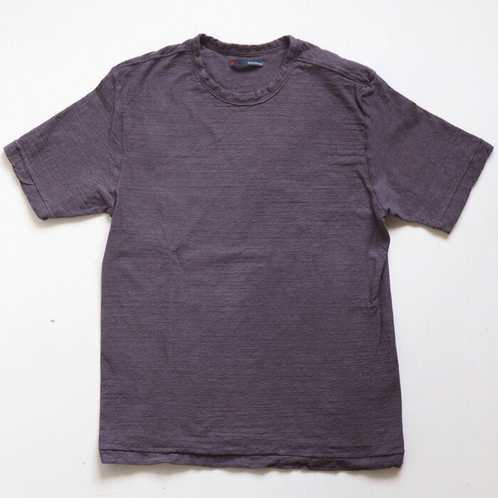 Hand-dyed plain color, hanging knit jersey, organic cotton, short sleeve T-shirt, "Fujinezuiro" (Fujinezuiro) for men [OT-FUJ]