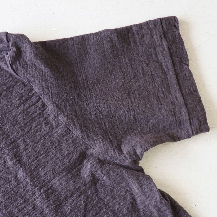 Hand-dyed plain color, hanging knit jersey, organic cotton, short sleeve T-shirt, "Fujinezuiro" (Fujinezuiro) for men [OT-FUJ]