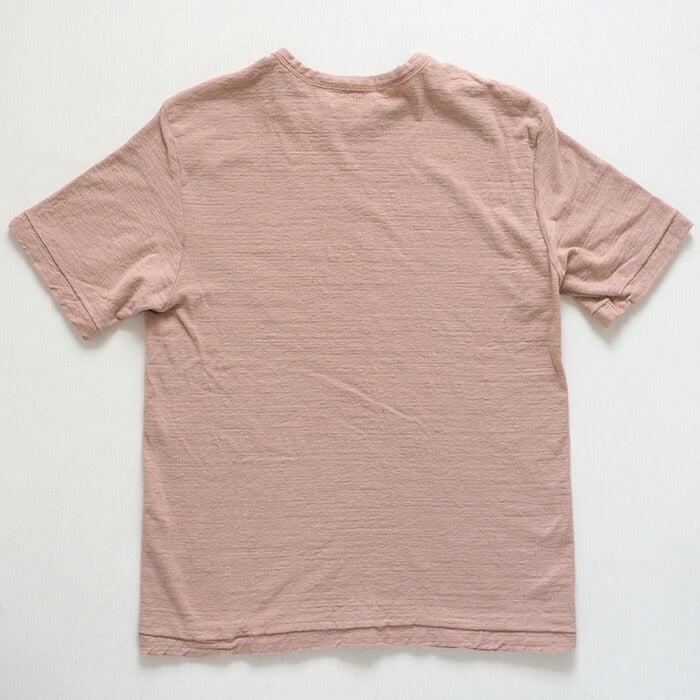 Hand-dyed plain color, hanging knit jersey, organic cotton, short sleeve T-shirt, "Haizakurairo" for men [OT-HAI]