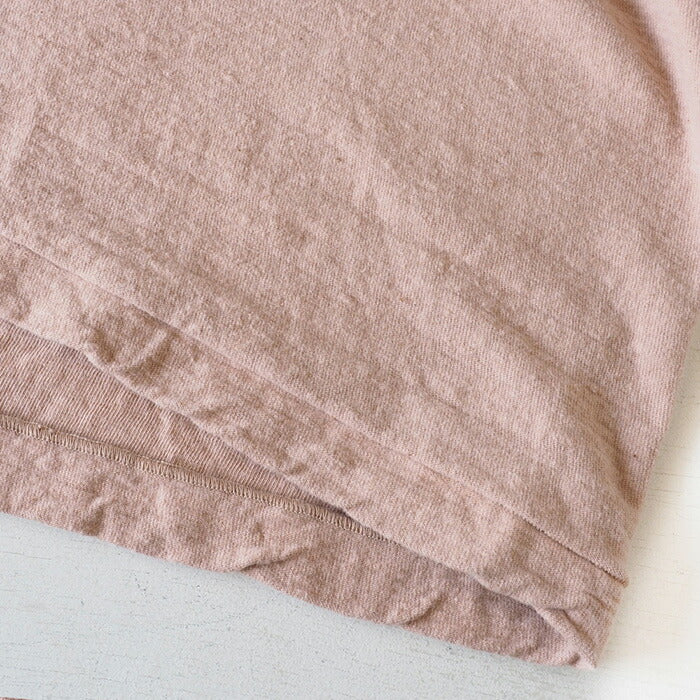 Hand-dyed plain color, hanging knit jersey, organic cotton, short sleeve T-shirt, "Haizakurairo" for men [OT-HAI]