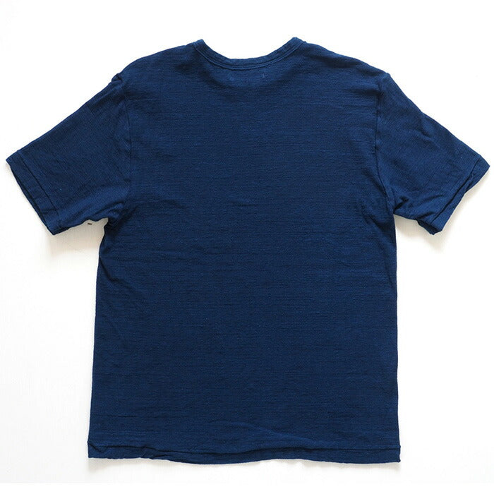Hand-dyed plain color, hanging knit, organic cotton, short sleeve T-shirt, "Indigo" for women [OT-HAN-LADIES]