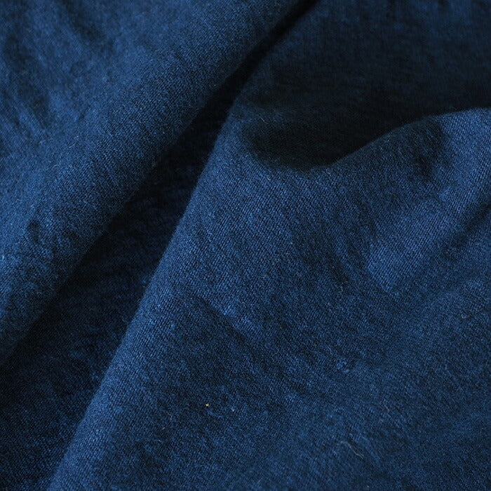 Hand-dyed plain color, hanging knit, organic cotton, short sleeve T-shirt, "Indigo" for women [OT-HAN-LADIES]