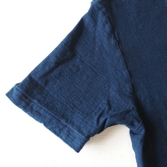 手染メ屋 手染め色無地 吊り編み オーガニックコットン Tシャツ 半袖 “縹色”（はなだいろ） メンズ・レディース [OT-HAN]