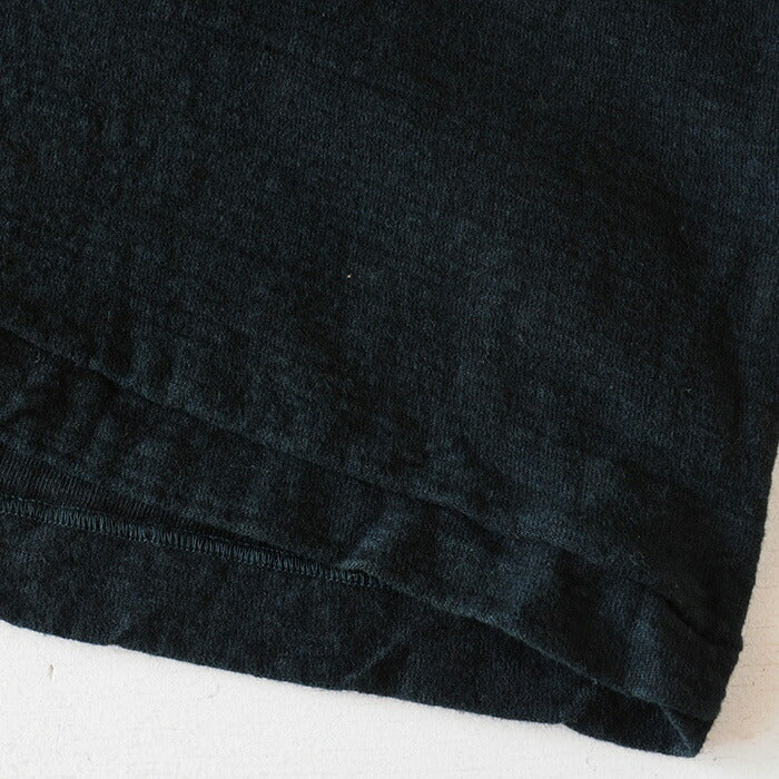 Hand-dyed plain color, hanging knit jersey, organic cotton, short sleeve T-shirt, "Constitution Black" for men [OT-KENBOU]