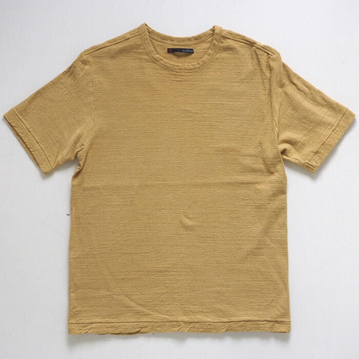 手染メ屋 手染め色無地 吊り編み オーガニックコットン Tシャツ 半袖 “黄蘗色（きはだいろ）” レディース [OT-KIH-LADIES]