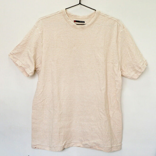 Hand-dyed Meya Hanging knit jersey Organic cotton T-shirt Short sleeve Undyed Natural color Men's and women's [OT-KIN]