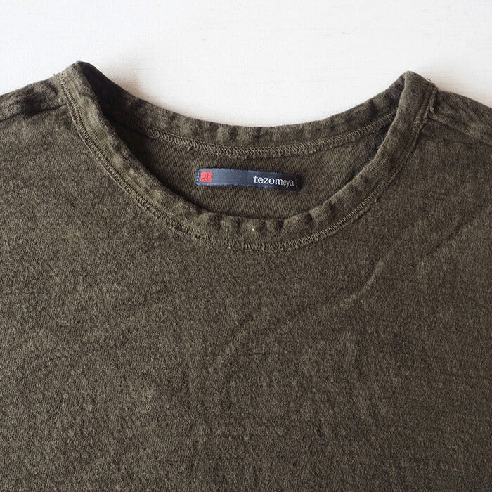 Hand-dyed plain color, loop-knit, organic cotton, short-sleeved T-shirt, "Mir-iro" for women [OT-MIR-LADIES] 