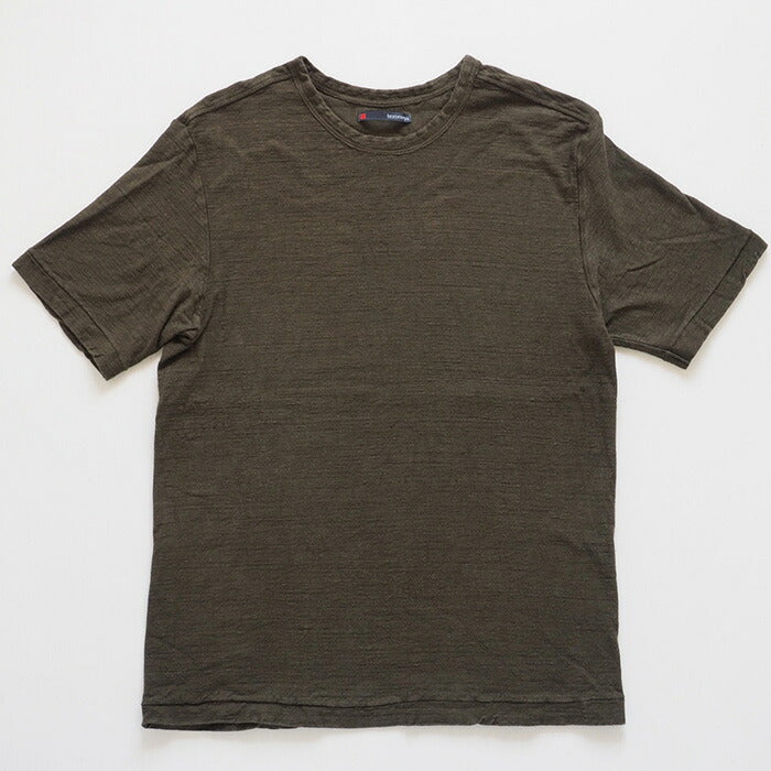 Hand-dyed plain color, hanging knit jersey, organic cotton, short sleeve T-shirt, "Mirui" for men [OT-MIR]