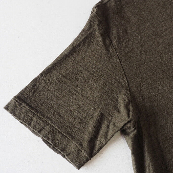 Hand-dyed plain color, hanging knit jersey, organic cotton, short sleeve T-shirt, "Mirui" for men [OT-MIR]