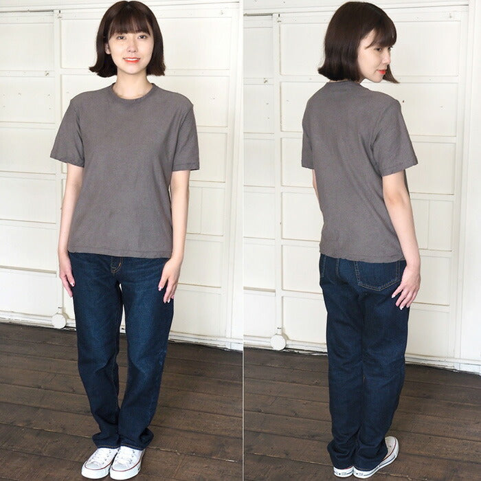 手染メ屋 手染め色無地 吊り編み オーガニックコットン Tシャツ 半袖 “鈍色（にびいろ）” レディース [OT-NIB-LADIES]