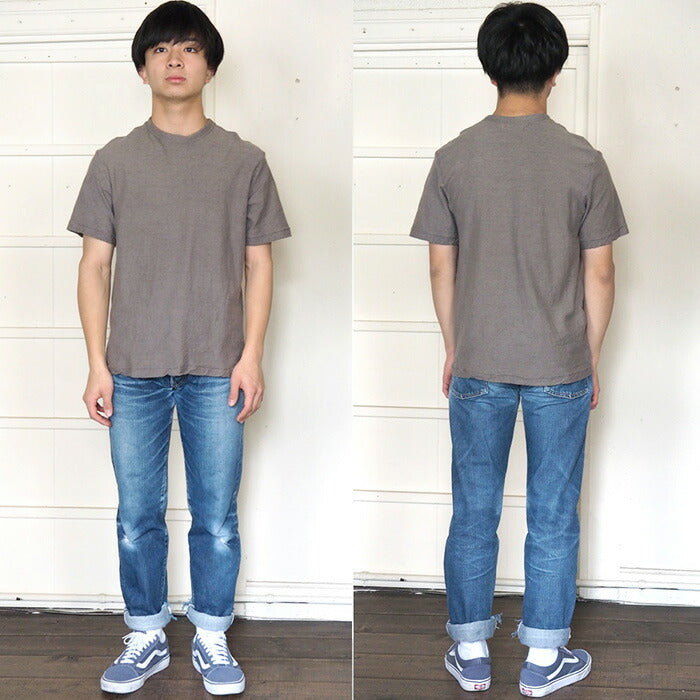 手染メ屋 手染め色無地 吊り編み天竺 オーガニックコットン Tシャツ 半袖 “鈍色”（にびいろ） メンズ [OT-NIB]