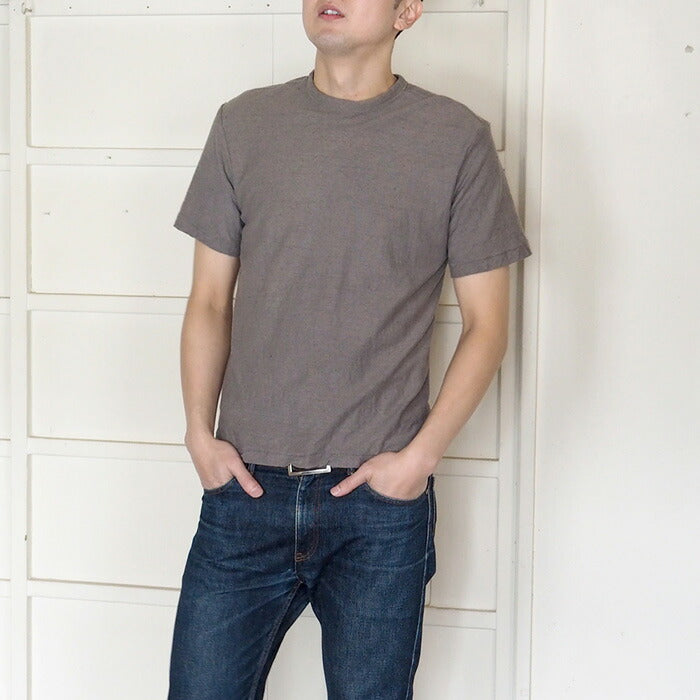 手染メ屋 手染め色無地 吊り編み天竺 オーガニックコットン Tシャツ 半袖 “鈍色”（にびいろ） メンズ [OT-NIB]