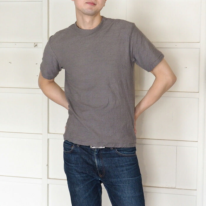 手染メ屋 手染め色無地 吊り編み天竺 オーガニックコットン Tシャツ 半袖 “鈍色”（にびいろ） メンズ [OT-NIB]