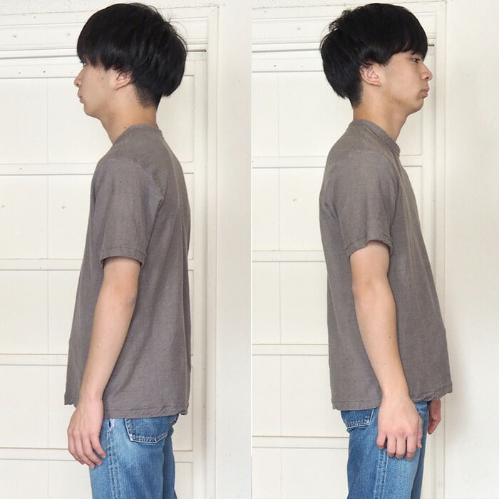 手染メ屋 手染め色無地 吊り編み天竺 オーガニックコットン Tシャツ 半袖 “鈍色”（にびいろ） メンズ [OT-NIB]