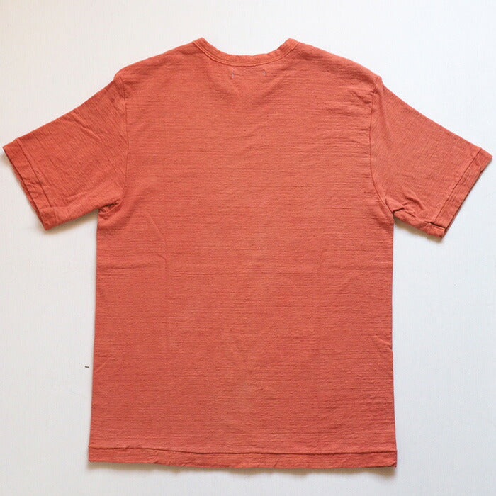 Hand-dyed plain color, loop-knit, organic cotton T-shirt, short sleeves, "Red" for women [OT-NII-LADIES]
