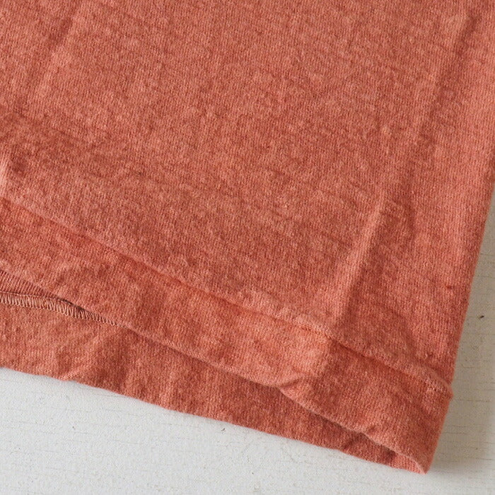 [Nekoposu Free Shipping] Hand Dyed Meya Hand Dyed Color Plain Loop Braided Organic Cotton T-shirt Short Sleeve “Niiro” Ladies [OT-NII-LADIES] 