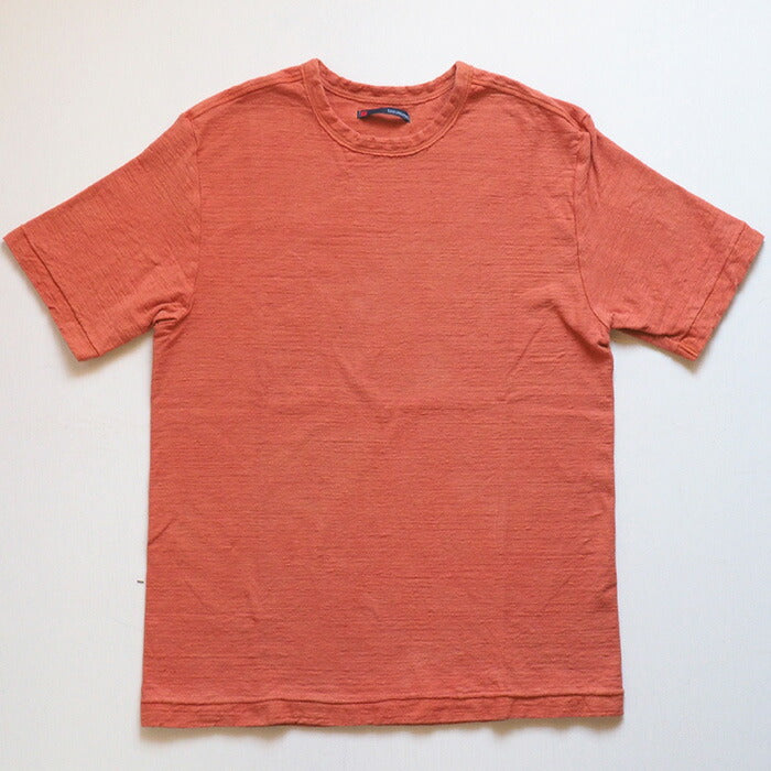 Hand-dyed plain color, hanging knit jersey, organic cotton, short sleeve T-shirt, "red" (niiro), men's [OT-NII]