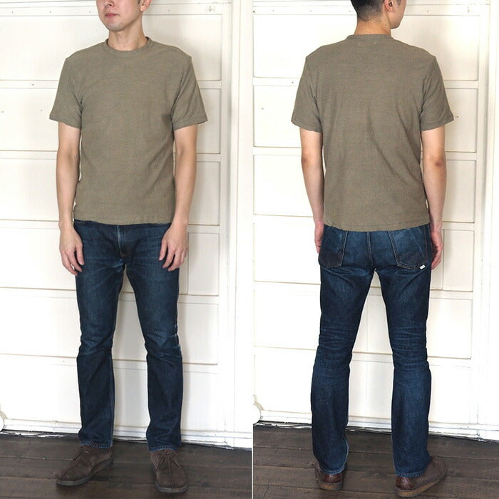 Hand-dyed plain color, hanging knit jersey, organic cotton, short sleeve T-shirt, "Oitake-iro" (Oitake-iro), men's [OT-OIT]