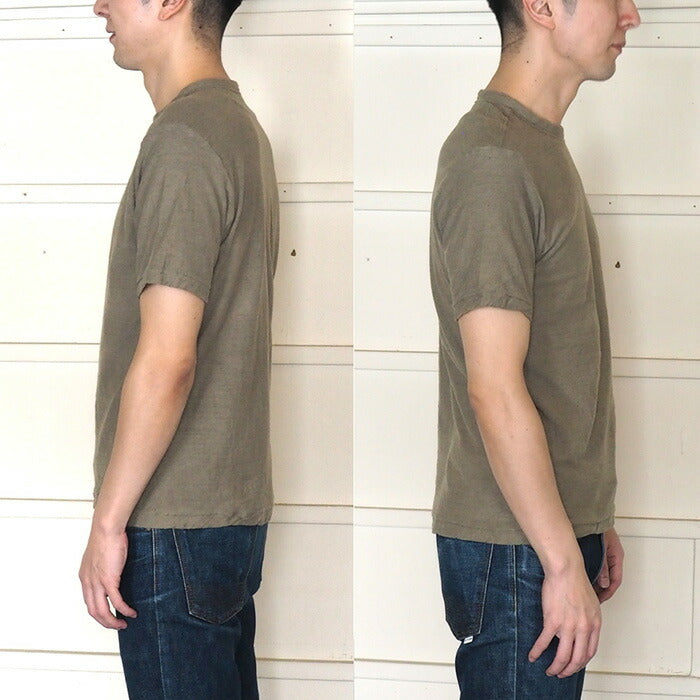 Hand-dyed plain color, hanging knit jersey, organic cotton, short sleeve T-shirt, "Oitake-iro" (Oitake-iro), men's [OT-OIT]