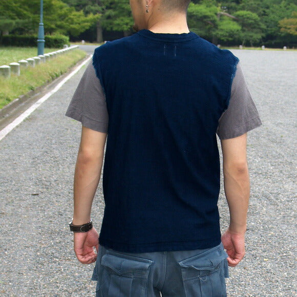 Hand-dyed Meya Tie-dye / Tie-dye Loop-knit Tenjiku Organic Cotton T-shirt Short-sleeved / Long-sleeved "Sleeve left" Men's / Women's [OT-SB02] 
