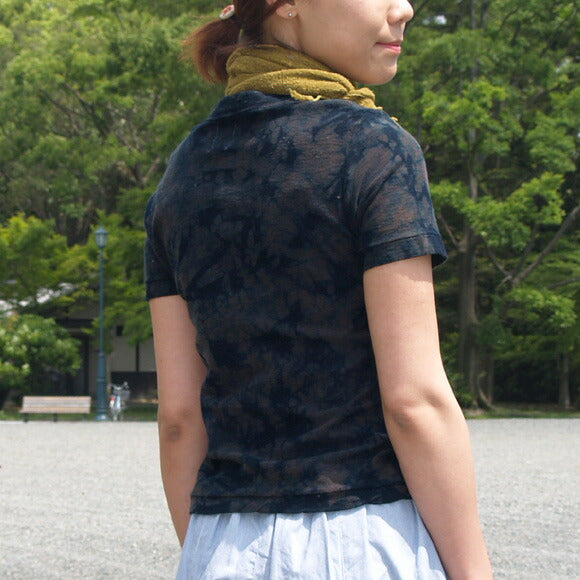 Hand-dyed Meya Tie-dye / Tie-dye Loop-knit Tenjiku Organic Cotton T-shirt Short-sleeved / Long-sleeved "Konoha" Men's / Women's [OT-SB23] 